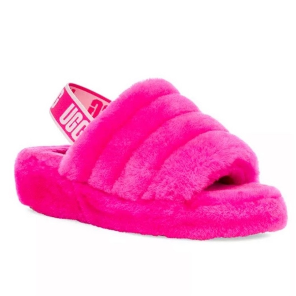 UGG Fluff Yeah Hot Pink Slide Slippers 8